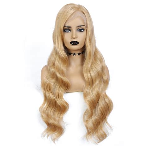 X Tress Blonde Synthetic Hair Wig With Lace Front Body Wave High Temperature Fiber Side Part Wig