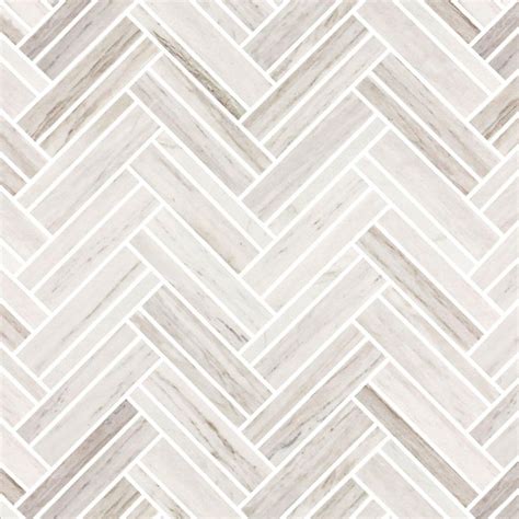 Coastal Ivory Honed Marble Herringbone Mosaic Marble Herringbone