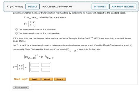 Solved Determine Whether The Linear Transformation T Is Chegg