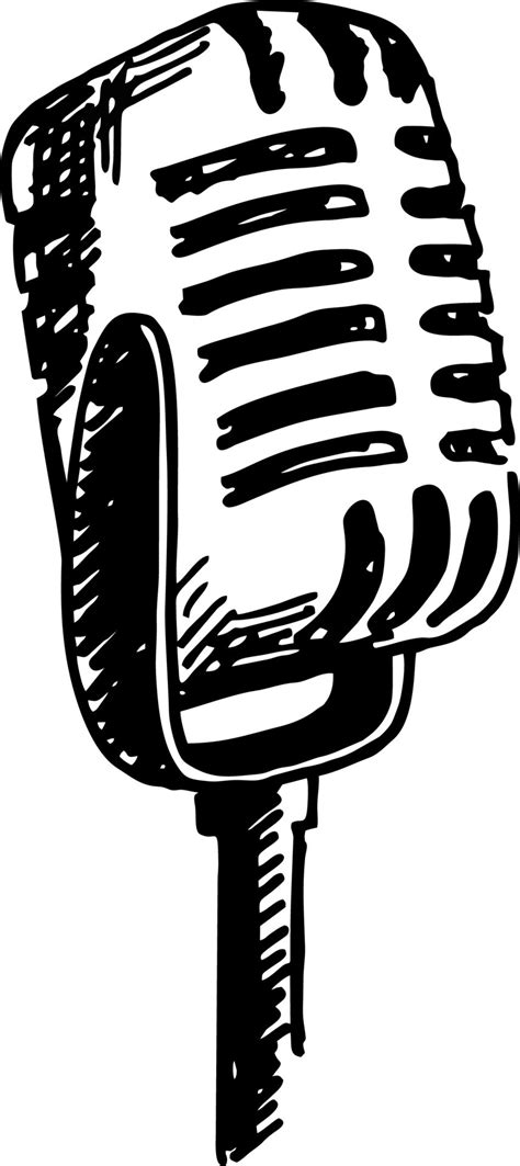 Vintage Microphone Hand Drawn Engraving Style Vector Illustration Hand