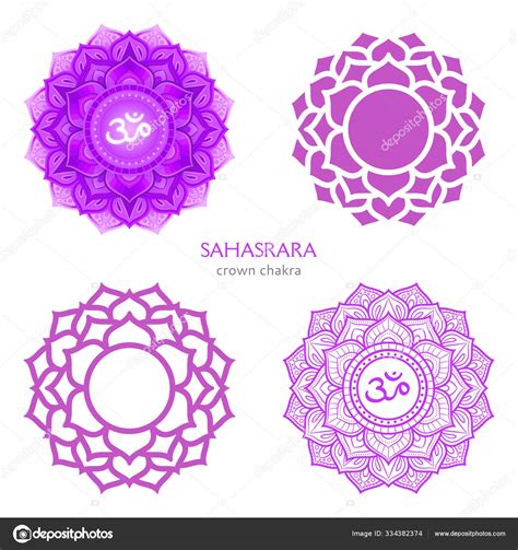 Sahasrara Crown Chakra Symbol Colorful Mandala Vector Illustr Stock