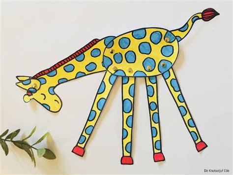 Beweegbare Giraffe Kleurplaat Bouwplaat Giraffe Giraffes Giraffen