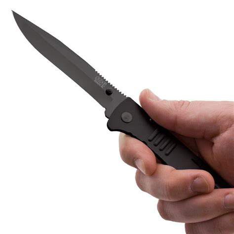 Sog Slimjim Xl Assisted Folding Knife Sj52 Cp Black Tini 4 18 Aus 8 Blade