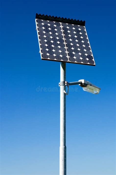 solar powered lamp post stock photo image  paneled