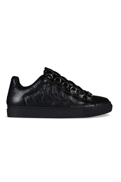 Women's luxury sneakers - Balenciaga Arena black low textured lambskin ...