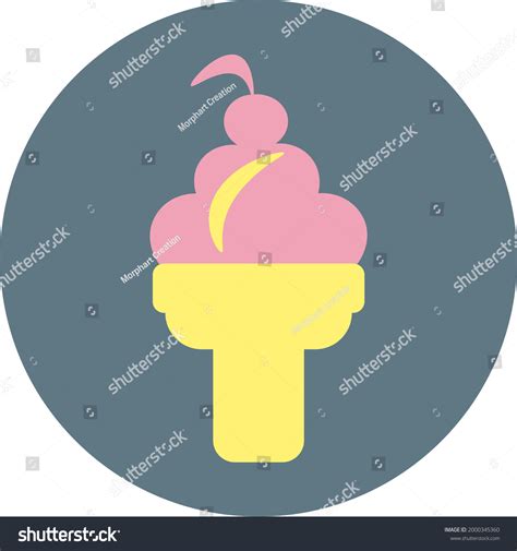 Cherry Ice Cream Cone Illustration On Stock Vector (Royalty Free ...