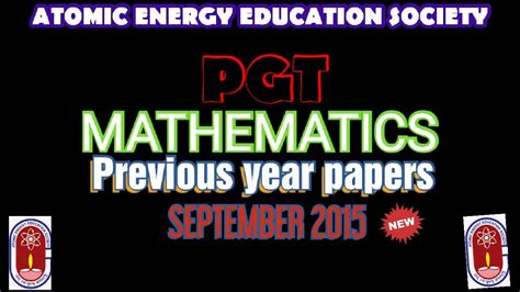 AEES PGT MATHEMATICS PREVIOUS YEAR PAPERS SEPTEMBER 2015 YouTube