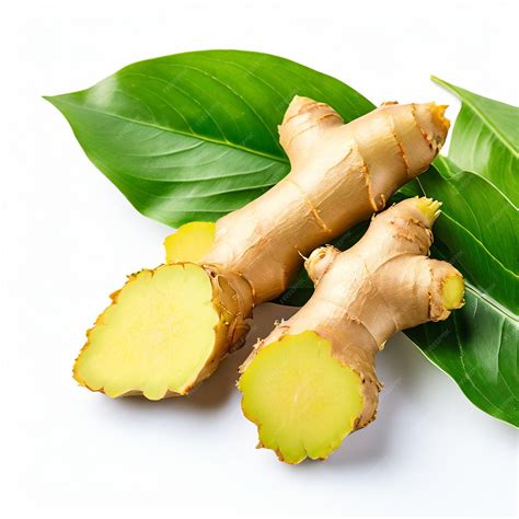 Premium Photo Close Up Fresh Ginger Rhizome With Sliced And Green