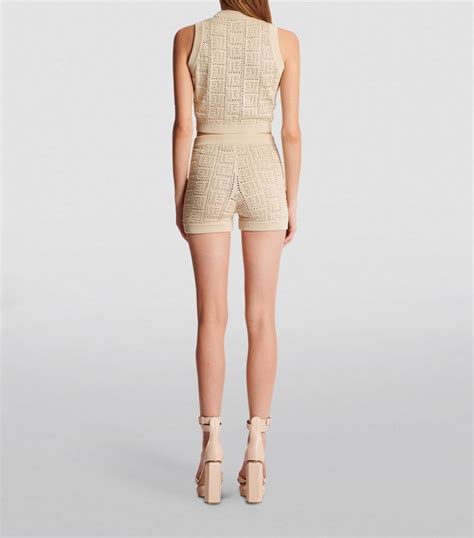 Womens Balmain Neutrals Rib Knit Monogram Crop Top Harrods Uk