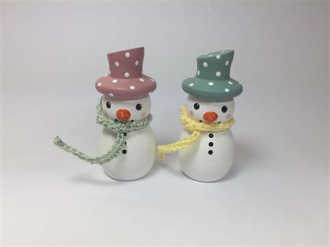 Christmas Snowman Wooden Peg Doll Decoration Etsy Peg Dolls Wooden