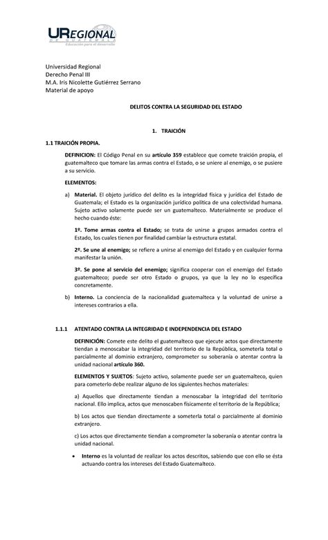 Delitoscontralaseguridaddelestado Universidad Regional Derecho Penal Iii M Iris