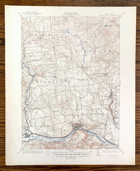 Antique Little Falls New York 1903 Us Geological Survey Topographic Map Herkimer Fulton County