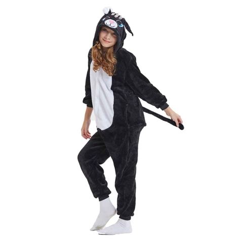 Black Cat Onesie Kids Kigurumi Animal Costumes Pajamas Allonesie