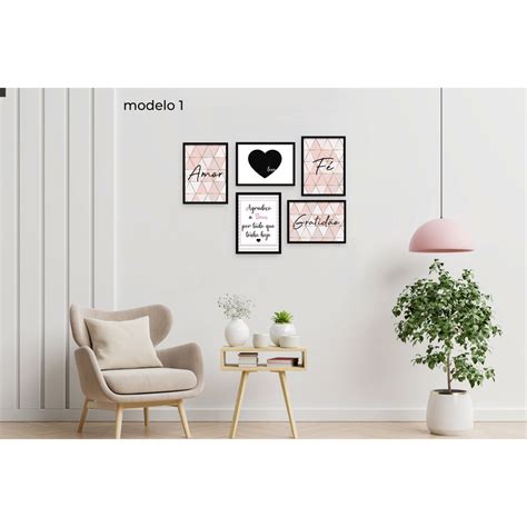 Kit 5 quadros Decorativos amor fé gratidão Submarino