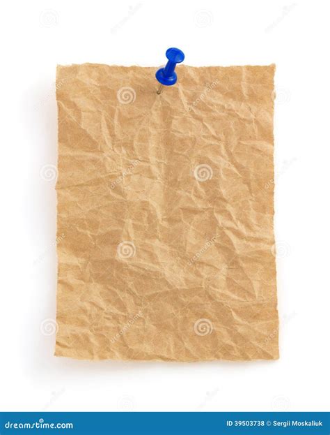 Wrinkled Note Paper On White Stock Photo Image Of Pushpin School