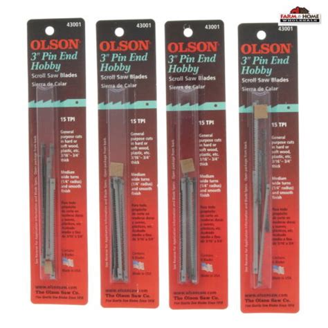 Olson 3 Scroll Saw Blades Pin End 15 Tpi ~ 4 Pack Ebay