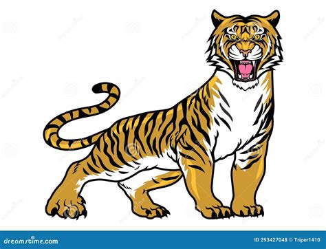 The Illustration Of An Angry Tiger Standing Stock Vector Illustration