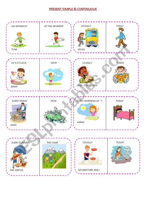 Present Simple And Continuous Speaking Cards Esl Worksheet By Catyli