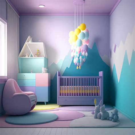 Premium AI Image | Baby bedroom with vibrant colorful wall hangings