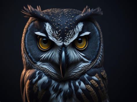 Premium Ai Image Beautiful Owls Face On Black Background Ai Generative