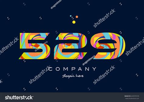 number digit numeral logo colored stock vector royalty