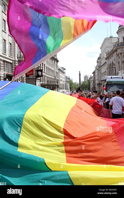 Rainbow Flags In Regent Street At The 40th Anniversary Of Pride Gay