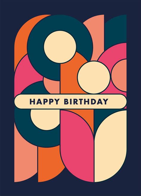 Happy Birthday Card Abstract Modern Birthday Card Stylish Etsy Uk