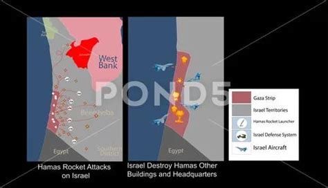 Israel hamas conflict illustration map.israel vs hamas gaza war. ~ Clip ...