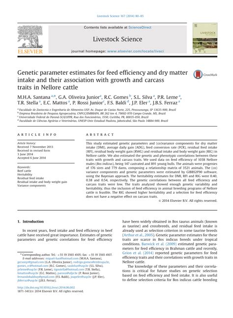 Pdf Genetic Parameter Estimates For Feed Efficiency And Dry Matter Intake And Their