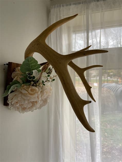 Large White Floral Deer Antler Boho Wedding Decoration Etsy