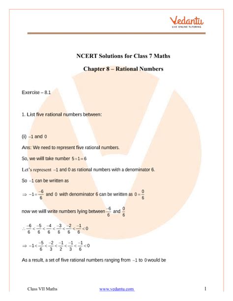 Ncert Solutions For Class 7 Maths Chapter 9 Rational Numbers