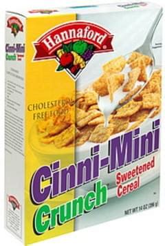 Hannaford Cinni Mini Crunch Cereal 14 Oz Nutrition Information Innit