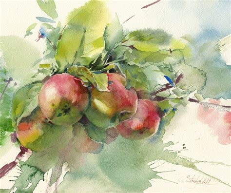 Print Of Apple Tree Painting Apple Watercolor Fruit Rustic Kitchen