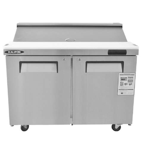 48 In Double Door Stainless Steel Refrigerated Salad Sandwich Prep Table Commercial Refrigerator