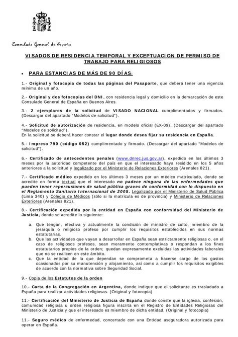 PDF VISADOS DE RESIDENCIA TEMPORAL Y EXCEPTUACION DE Cgeonline