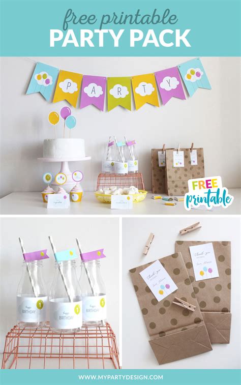 Free Birthday Printables Balloon Party Pack My Party Design