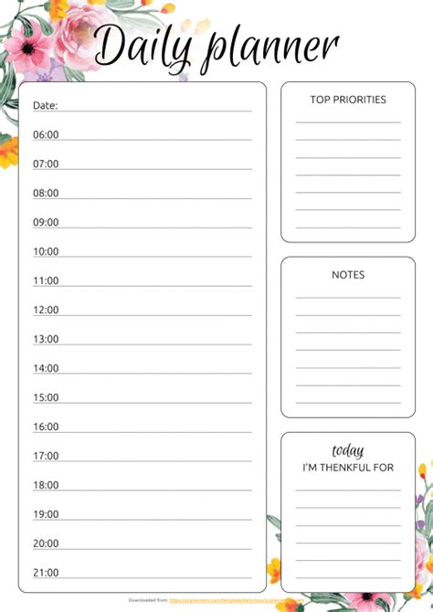 Daily Planner Templates Printable Download Free Pdf