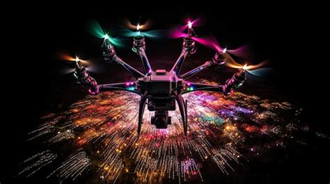 Premium AI Image | A drone with a camera flying above a city.