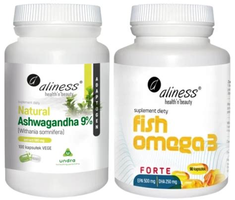 Zestaw Natural Ashwagandha 580 Mg 9 X 100 Vege Caps Fish Omega 3