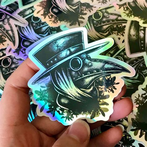 Plague Doctor Holographic Vinyl Sticker Phasemoth