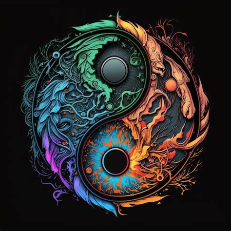 A arte dos papéis de parede yin yang Foto Premium