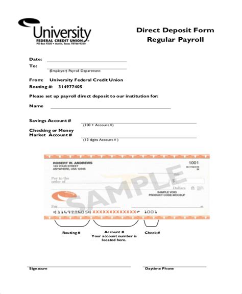 Free 10 Sample Payroll Direct Deposit Forms In Pdf Ms Word Excel