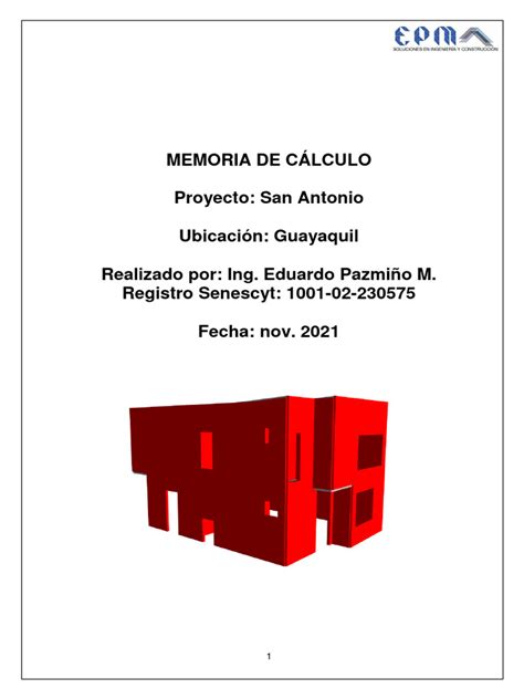 Memoria De Calculo San Antonio 2021 Pdf Doblar Concreto Reforzado