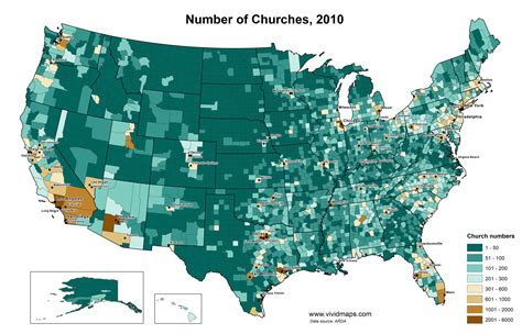 Number of congregations by U.S. county (1890 - 2010) - Vivid Maps