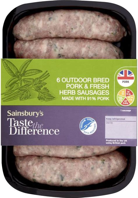 Sainsburys Taste The Difference Outdoor Bred Pork With Herb Sausages