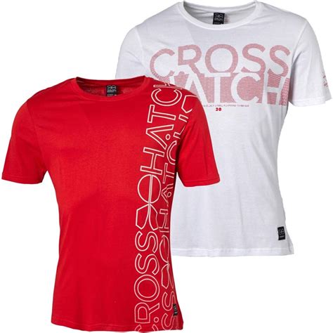 Buy Crosshatch Mens Maddex Two Pack T-Shirts Red/White