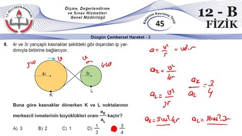 B Meb Okul Kursu Fizik K K Testi D Zg N Embersel Hareket