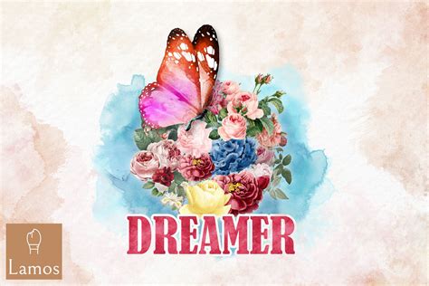 Dreamer Retro Butterfly Flower Design Graphic By Lamos Sublimation