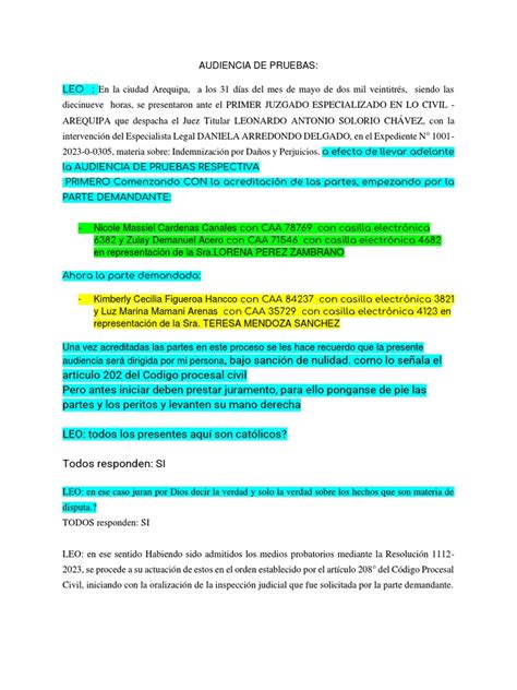 Guión Audiencia De Pruebas Pdf Testigo Experto Experto