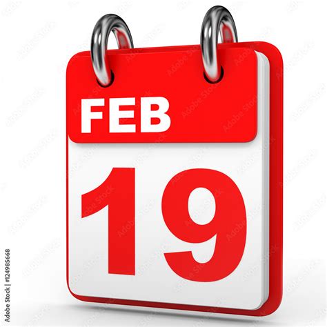 February 19. Calendar on white background. Stock Illustration | Adobe Stock